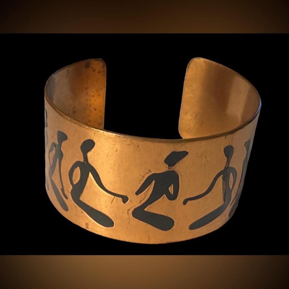 🎁 Vintage Copper People Cuff Bracelet #2459